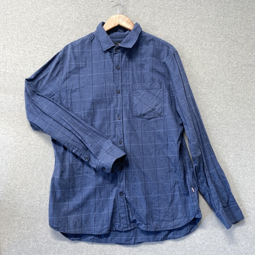 Cotton On Shirt Mens XL Blue Check Plaid Button Up Casual Preppy Long Sleeve